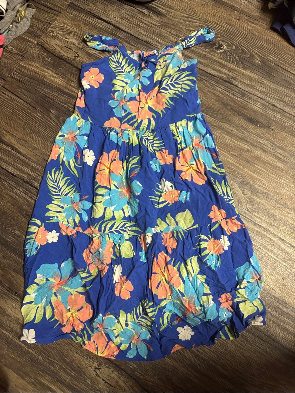 The Children's Place Royal Blue Floral Tie-Shoulder Dress